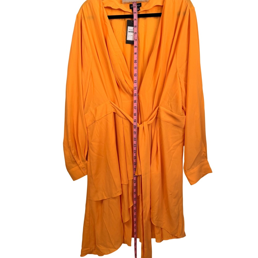 City Chic Top Shibara Orange Gold Wrap Tunic V-Neck Size S 16 Resortwear Chic